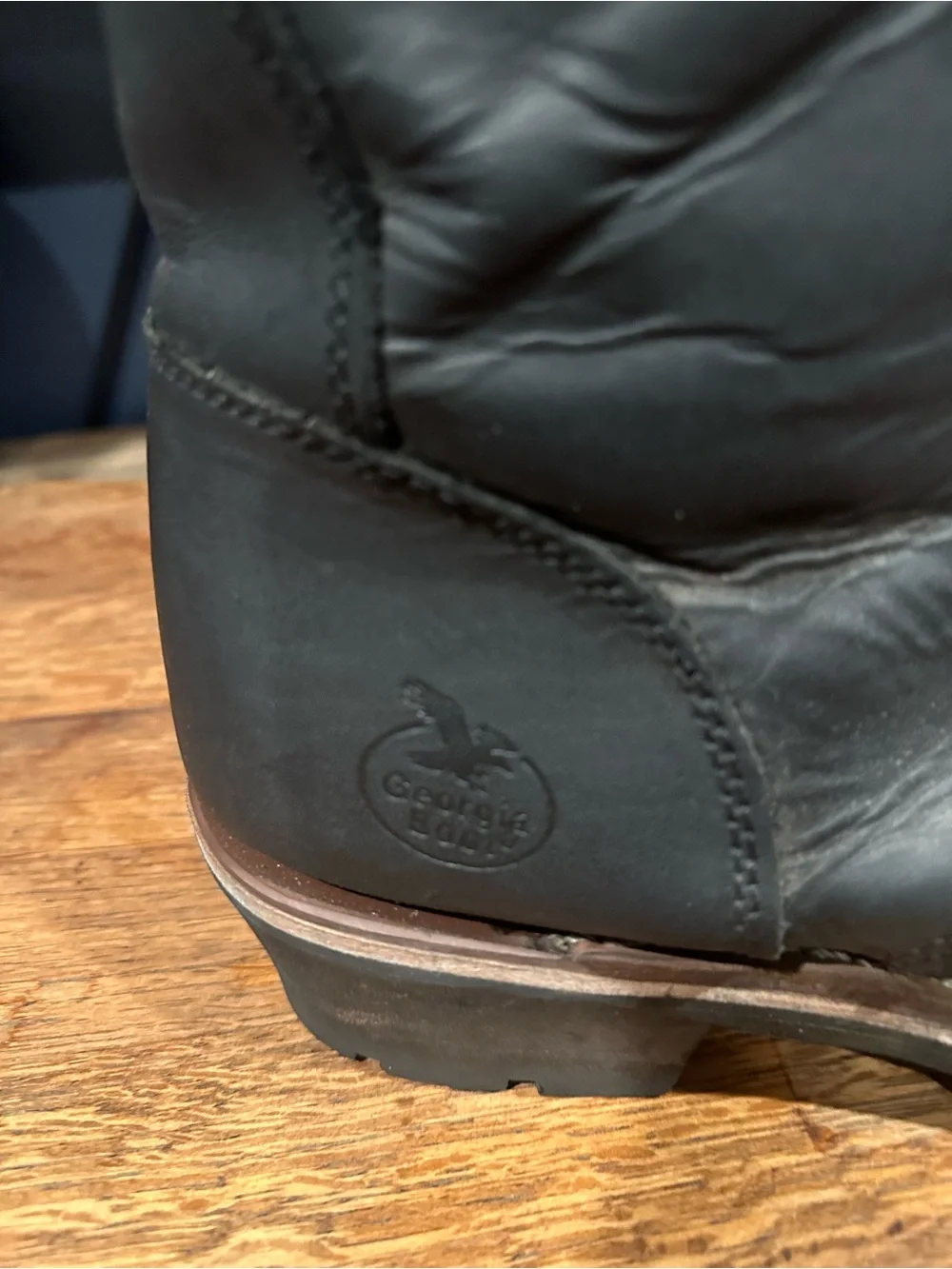Georgia Boot Black Work Boots with Gold Laces